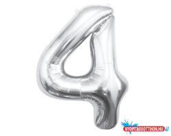 Számok Ezüst Silver 4-es szám fólia lufi 85 cm (JAV_MLG109474)