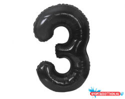 Számok Fekete 3-as B&C Matt Black szám fólia lufi 85 cm (JAV_MLG188950)