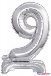 Számok Ezüst Silver mini 9-es szám fólia lufi talppal 38 cm (JAV_DPA9911732)