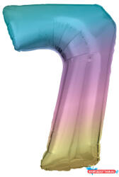 Számok Színes Pastel Rainbow óriás szám fólia lufi 7-es, 83 cm (JAV_DPA9909705)