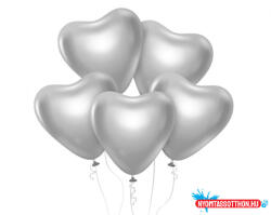 Szerelem Szív Platinum Silver léggömb, lufi 6 db-os 12 inch (30 cm) (JAV_MLG132670)