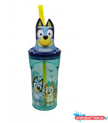 Bluey Splash 3D műanyag szívószálas pohár 360 ml (JAV_STF50666)