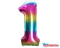 Számok Szivárvány Rainbow 1-es szám fólia lufi 85 cm (JAV_MLG120271)