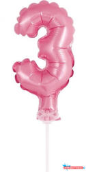 Számok Rózsaszín 3-as Pink szám fólia lufi tortára 13 cm (JAV_MLG113563)