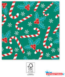Karácsony Karácsonyi Xmas Sugar Canes szalvéta 20 db-os 33x33 cm FSC (JAV_PNN95373)