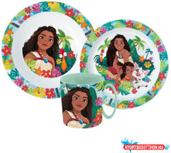 Disney Vaiana Lagoon étkészlet, micro műanyag szett bögrével 350 ml (JAV_JVL22265)