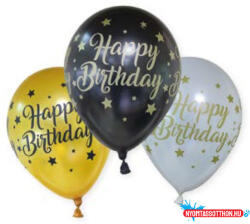 Boldog Születésnapot Happy Birthday Stars léggömb, lufi 6 db-os (JAV_PNN93395)