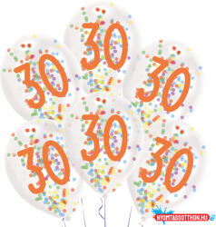 Boldog Születésnapot Happy Birthday 30 Droplets konfettivel töltött léggömb, lufi 6 db-os 11 inch (27, 5 cm) (JAV_DPA9909839)