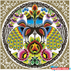 Állatos Folk Peacocks Gold szalvéta 20 db-os 33x33 cm (JAV_PKK058927)