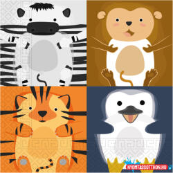 Állatos Zoo szalvéta 20 db-os 33x33 cm FSC (JAV_PNN96600)