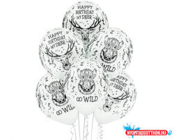 Szarvas Wild léggömb, lufi 6 db-os 12 inch (30 cm) (JAV_MLG004458)