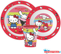 Hello Kitty And Friends étkészlet, micro műanyag szett, pohárral 260 ml (JAV_JVL11175)