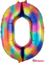 Számok Színes Rainbow óriás szám fólia lufi 0-ás, 88x63 cm (JAV_DPA3853001)