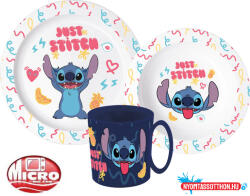 Disney Lilo és Stitch, A csillagkutya Disney Lilo és Stitch Palms étkészlet, micro műanyag szett bögrével 350 ml (JAV_JVL22257)