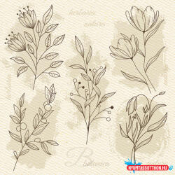 Virág Beige Illustration szalvéta 20 db-os 33x33 cm (JAV_PKK057333)