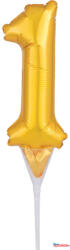 Számok Arany Gold 1-es szám fólia lufi tortára 15 cm (JAV_DPA3703301)