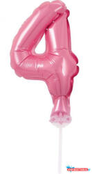 Számok Rózsaszín 4-es Pink szám fólia lufi tortára 13 cm (JAV_MLG113587)