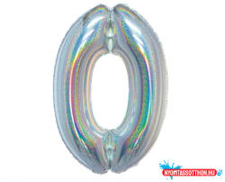 Számok Ezüst Holographic 0-ás szám fólia lufi 76 cm (JAV_MLG144703)
