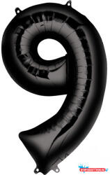 Számok Fekete Black óriás szám fólia lufi 9-es, 86x55 cm (JAV_DPA3014801)