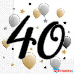 Boldog Születésnapot Happy Birthday 40 Milestone szalvéta 20 db-os 33x33 cm (JAV_PNN88867)