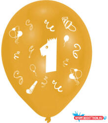 Boldog Születésnapot Happy Birthday 1 Ribbon léggömb, lufi 8 db-os 10 inch (25, 4cm) (JAV_DPA996575)