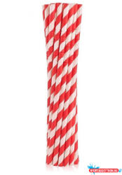  Piros Red Stripes rugalmas papír szívószál 12 db-os (JAV_MLG126761)
