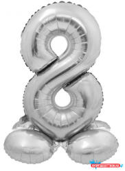 Számok Ezüst 8-as Silver szám fólia lufi talppal 72 cm (JAV_MLG145861)