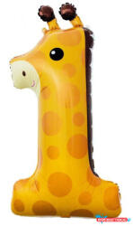 Számok Zsiráf 1-es Giraffe szám fólia lufi 80 cm (JAV_MLG128895)