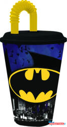 Batman Bat Signal szívószálas pohár, műanyag 430 ml (JAV_STF85540)