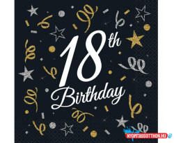 Boldog Születésnapot Happy Birthday 18 B&C szalvéta 20 db-os 33x33 cm (JAV_MLG156706)