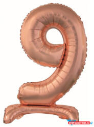Számok Rose Gold 9-es szám fólia lufi talppal 74 cm (JAV_MLG143461)