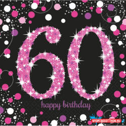 Boldog Születésnapot Happy Birthday Pink 60 szalvéta 16 db-os 33x33 cm (JAV_DPA9900619)