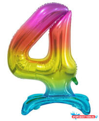 Számok Színes Rainbow 4-es szám fólia lufi talppal 74 cm (JAV_MLG129052)