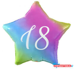 Boldog Születésnapot Szivárvány Happy Birthday 18 Rainbow csillag fólia lufi 44 cm (JAV_MLG170900)