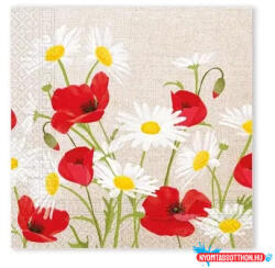 Virág Daisies Poppies szalvéta 20 db-os, 33x33 cm FSC (JAV_PNN95813)