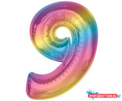 Számok Színes 9-es Rainbow szám fólia lufi 92 cm (JAV_MLG195446)