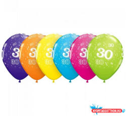 Boldog Születésnapot Színes Happy Birthday 30 Pastel Mix léggömb, lufi 6 db-os 11 inch (28cm) (JAV_MLG178914)