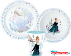 Disney Jégvarázs Royally Cool Karácsonyi étkészlet, micro műanyag szett, pohárral 260 ml (JAV_JVL11150)