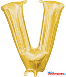 Betűk Arany Gold mini V betű fólia lufi 33 cm (JAV_DPA3305501)