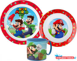 Super Mario Mushroom Kingdom étkészlet, micro műanyag szett bögrével 265 ml (JAV_JVL33341)