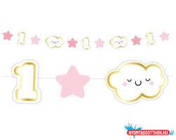 Baby Első születésnap Pink 1st Birthday mini girland 120 cm (JAV_MLG154351)