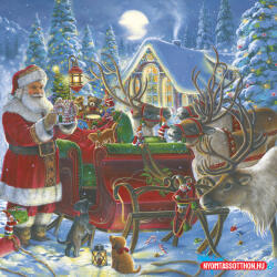Karácsony Karácsonyi Santa with Sleigh szalvéta 20 db-os 33x33 cm (JAV_PKK052031)