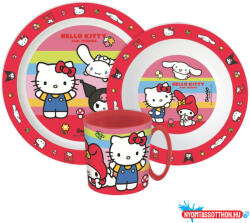 Hello Kitty And Friends étkészlet, micro műanyag szett bögrével 390 ml (JAV_JVL22271)