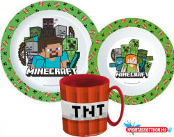 Minecraft Creeper étkészlet, micro műanyag szett bögrével 350 ml (JAV_JVL22232)