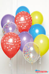  Happy Birthday Rainbow léggömb, lufi 10 db-os szett 11 inch (27, 5cm) (JAV_DPA9907424)