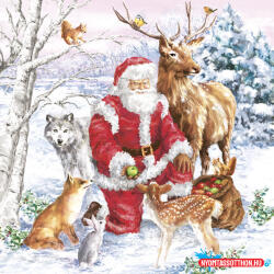 Karácsony Karácsonyi Santa & Animals szalvéta 20 db-os 33x33 cm (JAV_PKK040328)