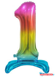 Számok Színes Rainbow 1-es szám fólia lufi talppal 74 cm (JAV_MLG128970)