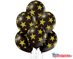  Csillagos Black Star léggömb, lufi szett 6 db-os 30 cm (12 inch) (JAV_MLG000313)