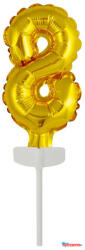 Számok Arany Gold 8-as szám fólia lufi tortára 13 cm (JAV_DPA9912682)