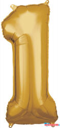 Számok Arany Gold óriás 1-es szám fólia lufi 83x38 cm (JAV_DPA9906266)
